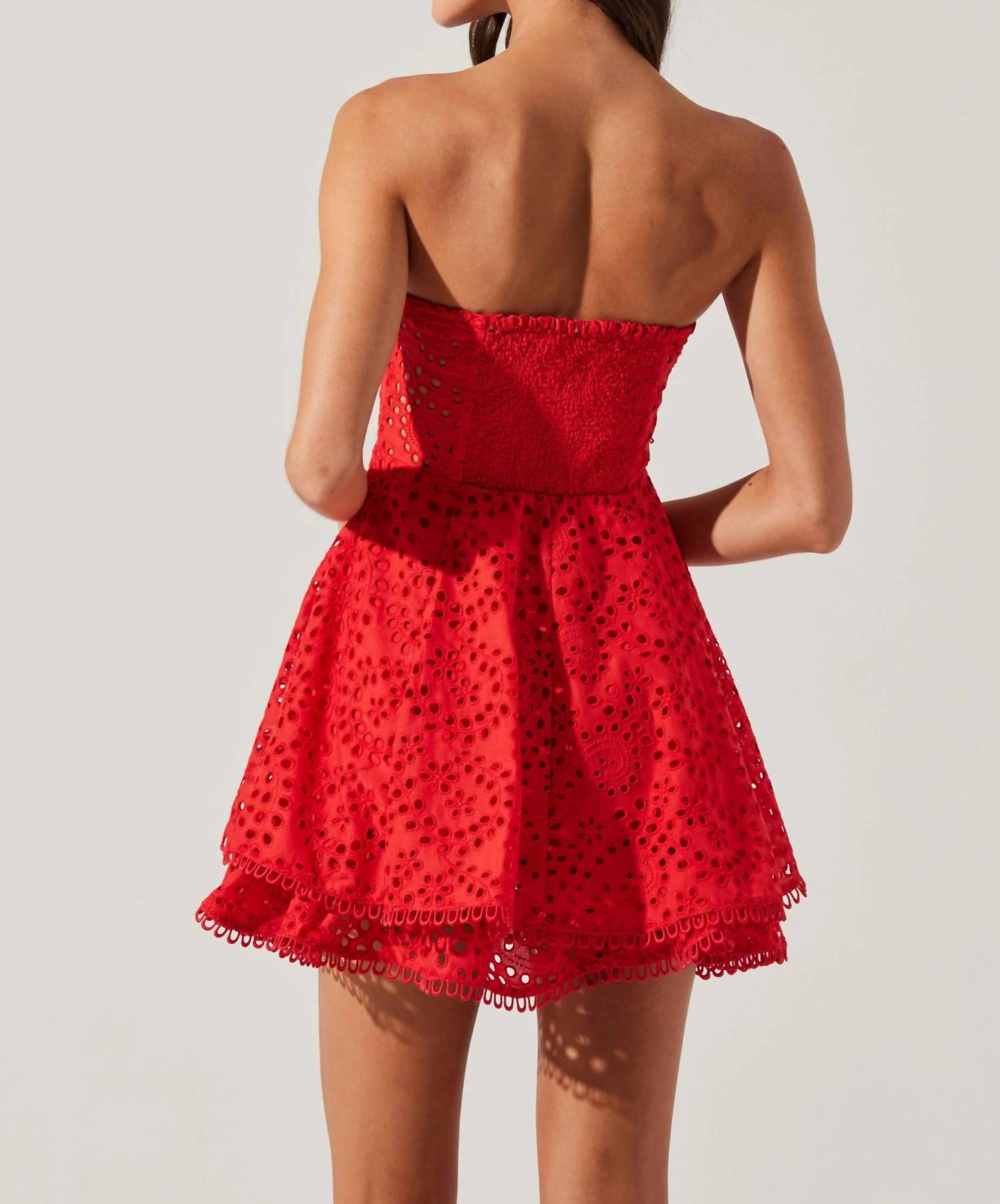 Astr - Deasia Strapless Eyelet Mini Dress
