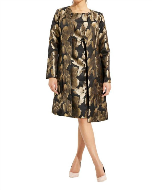 Joseph Ribkoff - Foil Leaf Open Front Coat