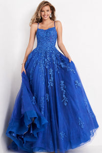 Jovani - Long Embroidered Lace A-line Gown
