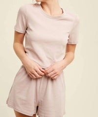 Listicle - Ribbed T-Shirt and Shorts Lounge Set