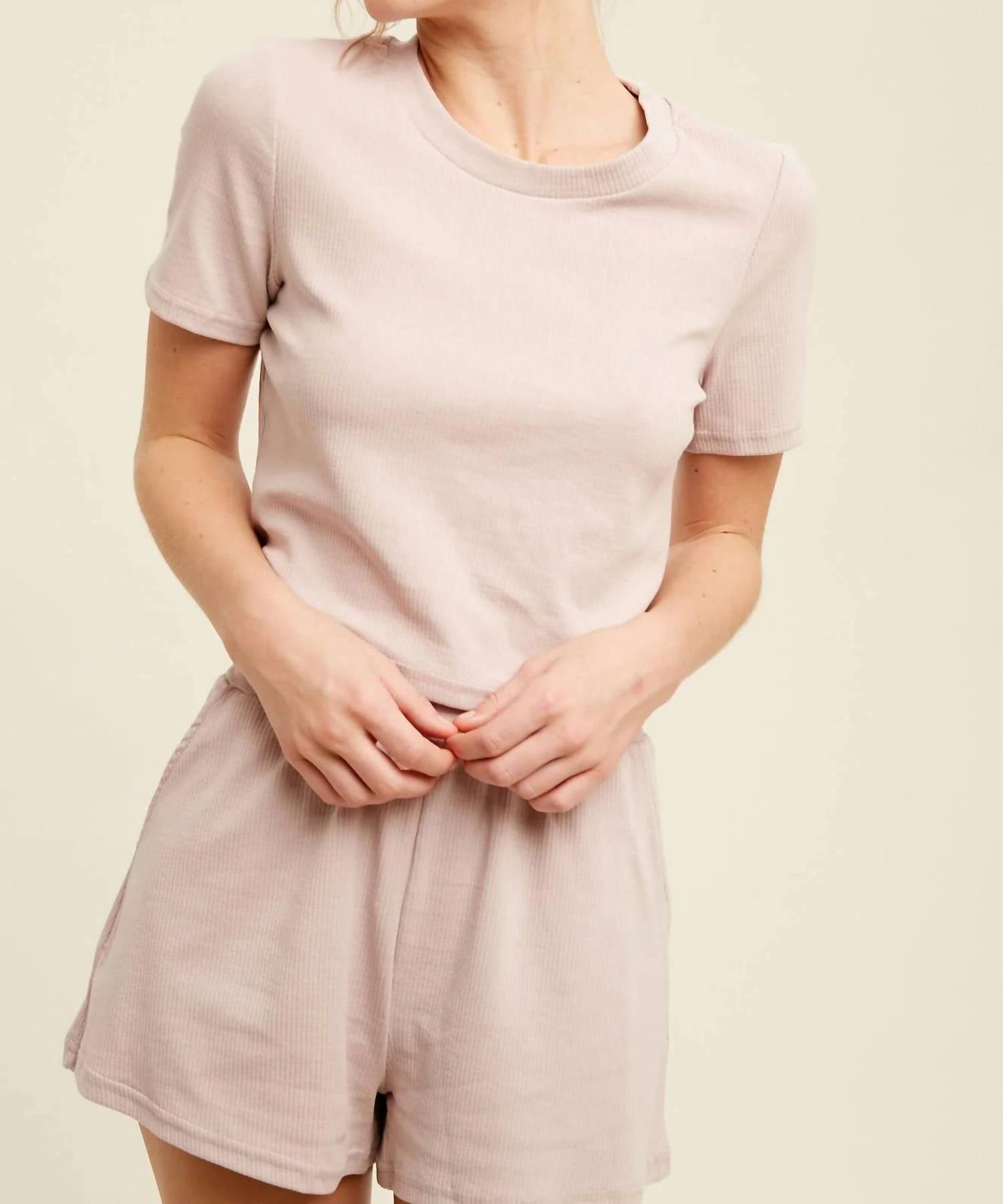 Listicle - Ribbed T-Shirt and Shorts Lounge Set