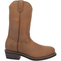 DAN POST. Men's Albuquerque Waterproof Pull-on Boot in tan distressed - men's boots - detail view