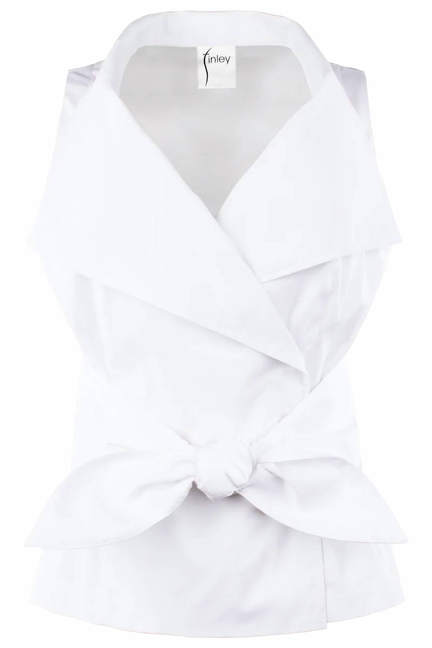 Finley - Harold Sleeveless Wrap Tie-front Poplin Top