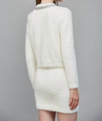 Fate By Lfd - Be Jeweled Fuzzy Knit Cardigan