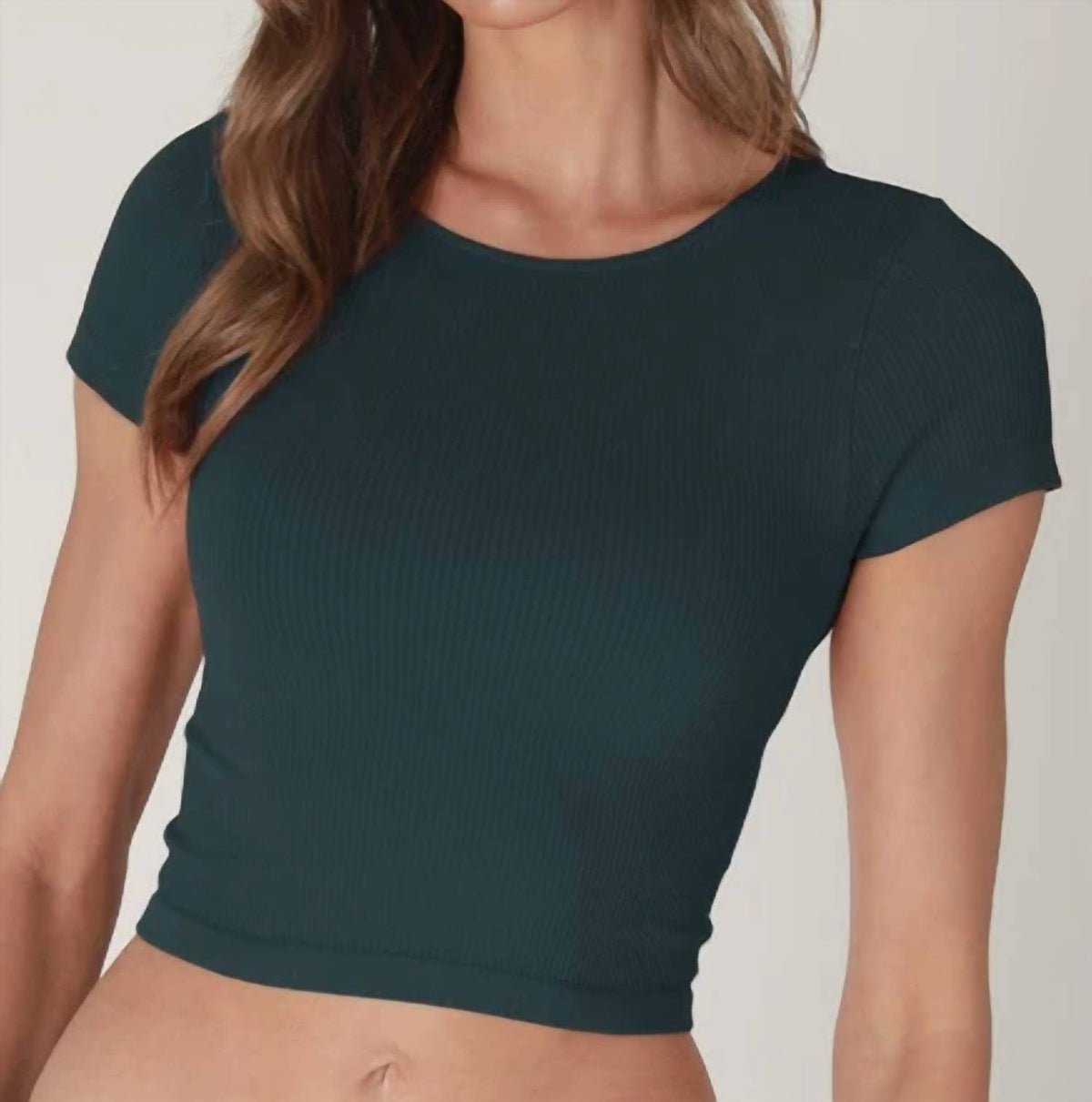 Nikibiki - Cap Sleeve Ribbed Crop Tee