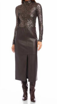 Fifteen Twenty - Kaia Fuax Leather Midi Skirt