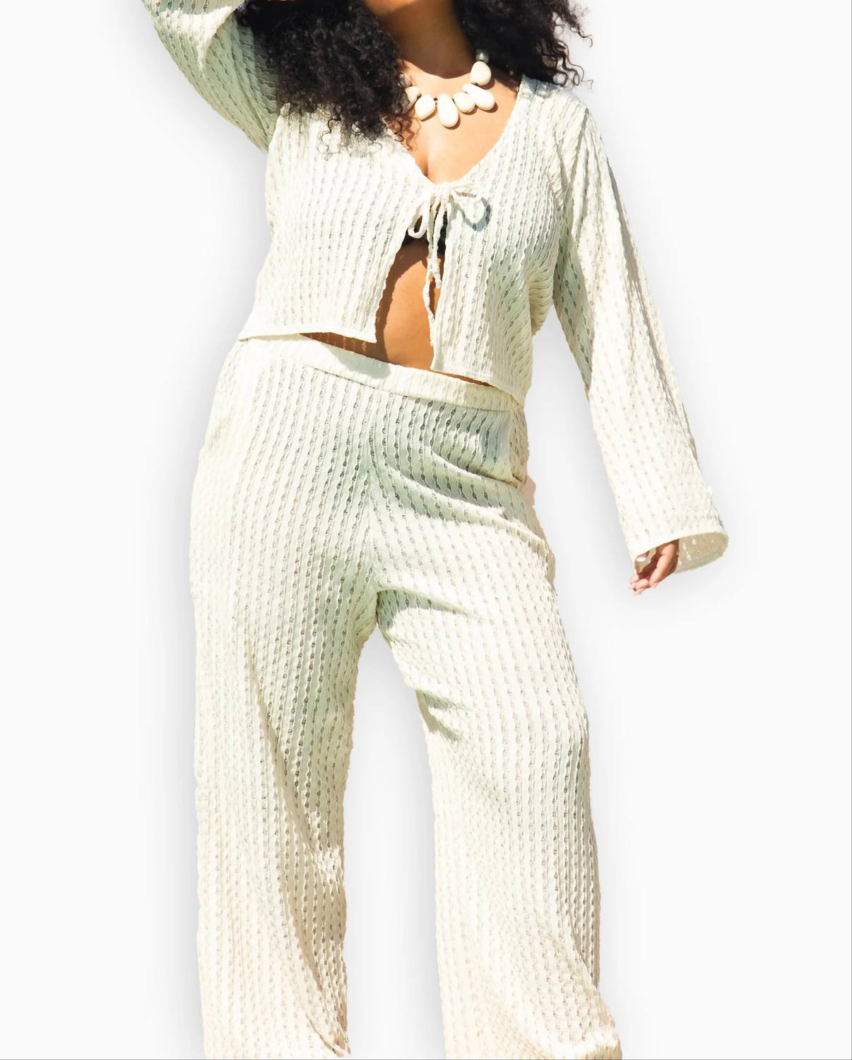 Fashion Szn Curve - Crochet Resort Wide Leg Trouser - Plus