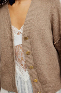 Free People Cool Of The Night Cardigan in mocha melange 1 - women's cardigan - view 4