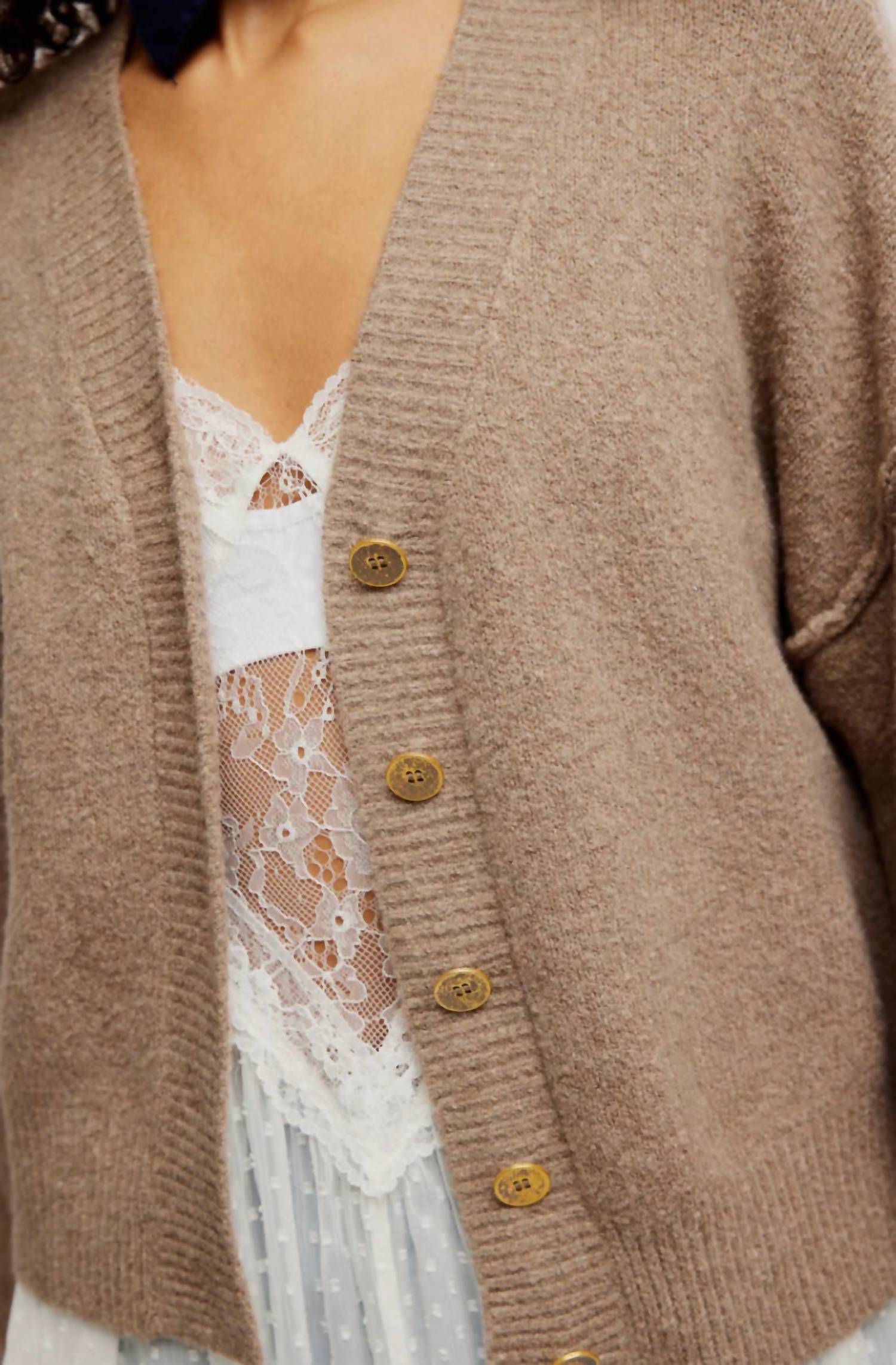 Free People Cool Of The Night Cardigan in mocha melange 1 - women's cardigan - view 4
