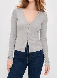 Favorite Daughter Good Luck Long Sleeve Top in grey - women's long sleeve top