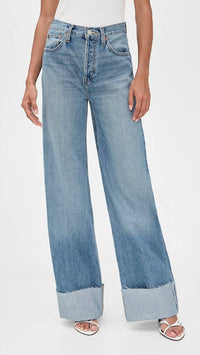 Re/Done - High Rise Wide Leg Cuff Jeans