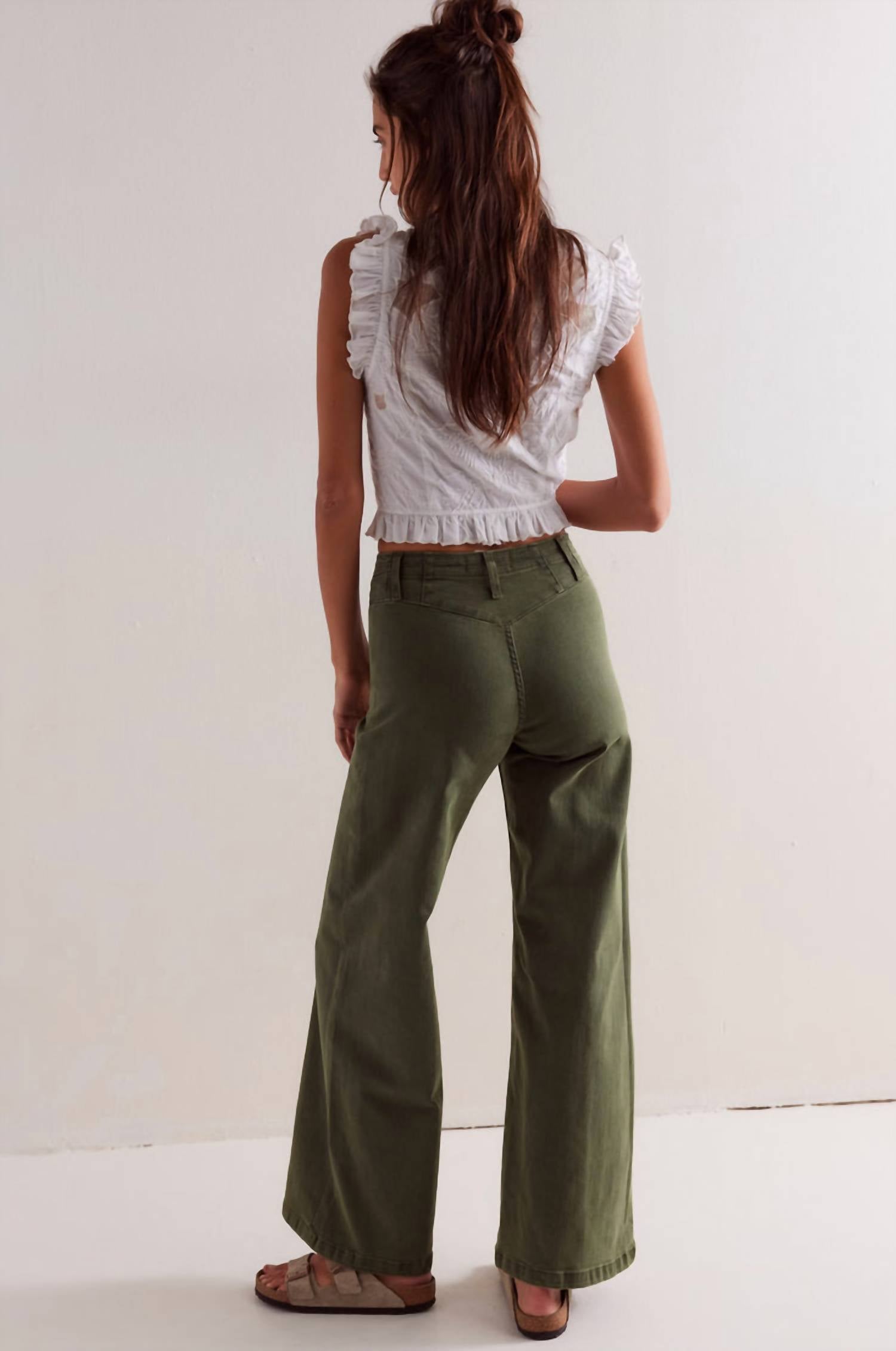 Free People Libre Wide Leg Jeans in thyme 1 - women's pants - alternate view