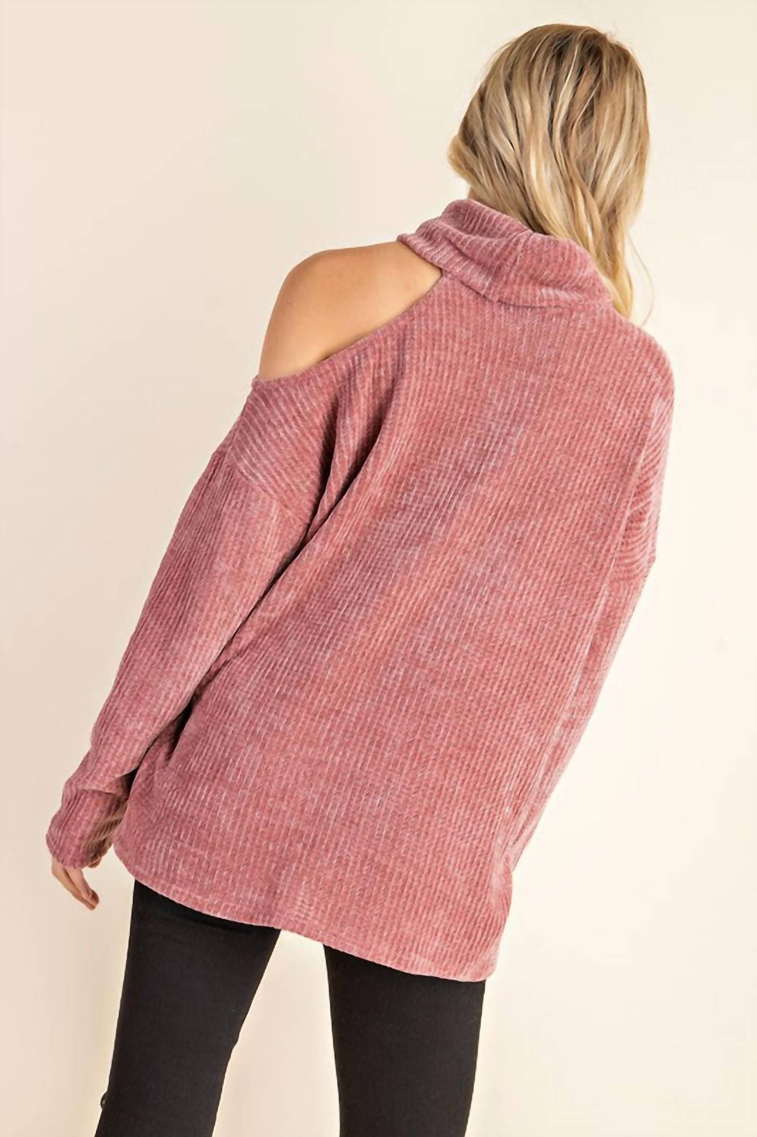 Cold Shoulder Turtleneck Sweater