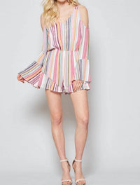 Andree By Unit - Sunset Stripe Cold Shoulder Romper