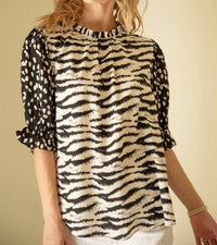 Voy - Mix Match Puff Sleeve Top