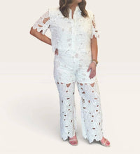 Lucy Paris - Women's Effie Short Sleeve Button Down Top