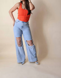 Blue B - Miss Love Pearl & Rhinestone Wide Leg Jeans