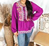 Andree By Unit - Embroidered Peplum Blouse