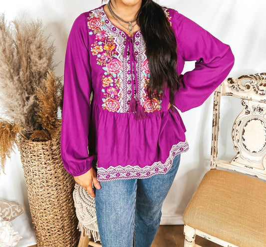 Andree By Unit - Embroidered Peplum Blouse