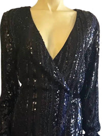 ALBERTO MAKALI Women's Textured Midi Dress in black sequin - women's dress - detail view