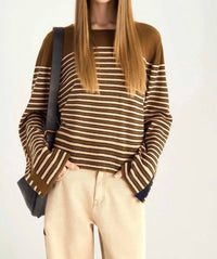 Cotelac Merino Wool Sailor Top in brown - women's t-shirt