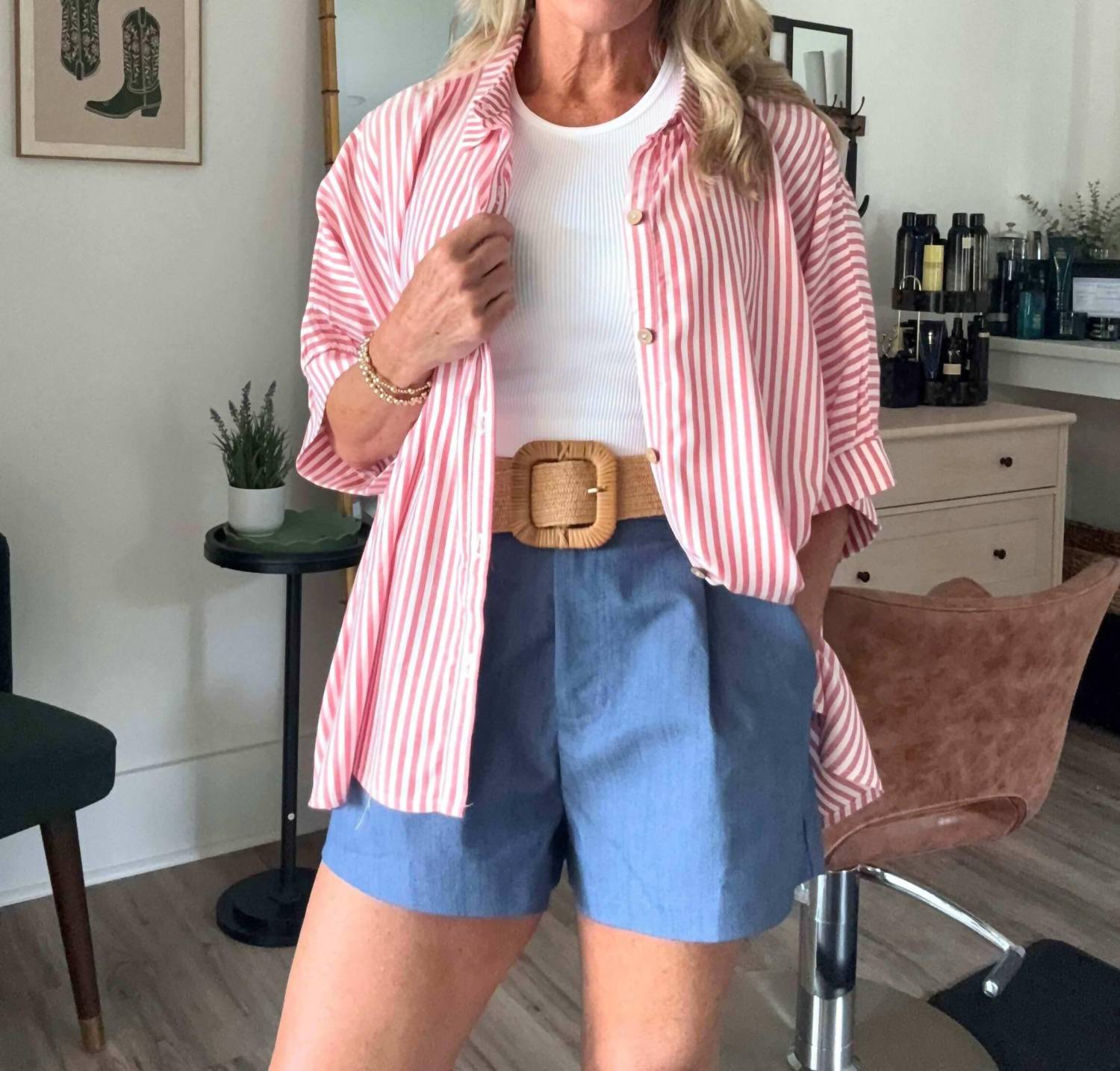 Zenana - Sutton Stripe Button Down Shirt