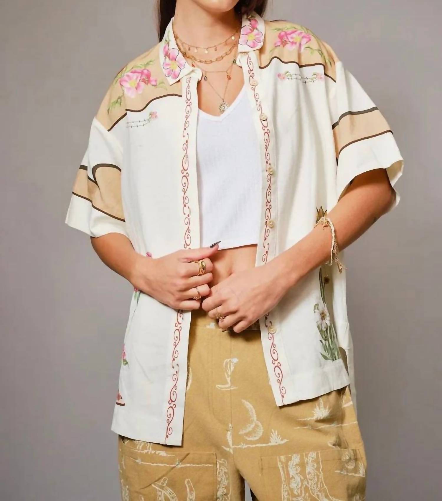 Blue B - Embroidered Floral Blouse