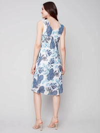 CHARLIE B Sleeveless Printed Cotton Gauze Dress in waterlily - women's dress - alternate view