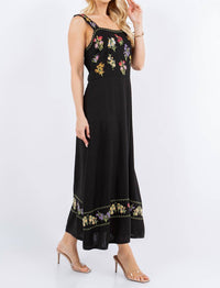 Paparazzi - Linen Blend Embroidered Maxi Dress