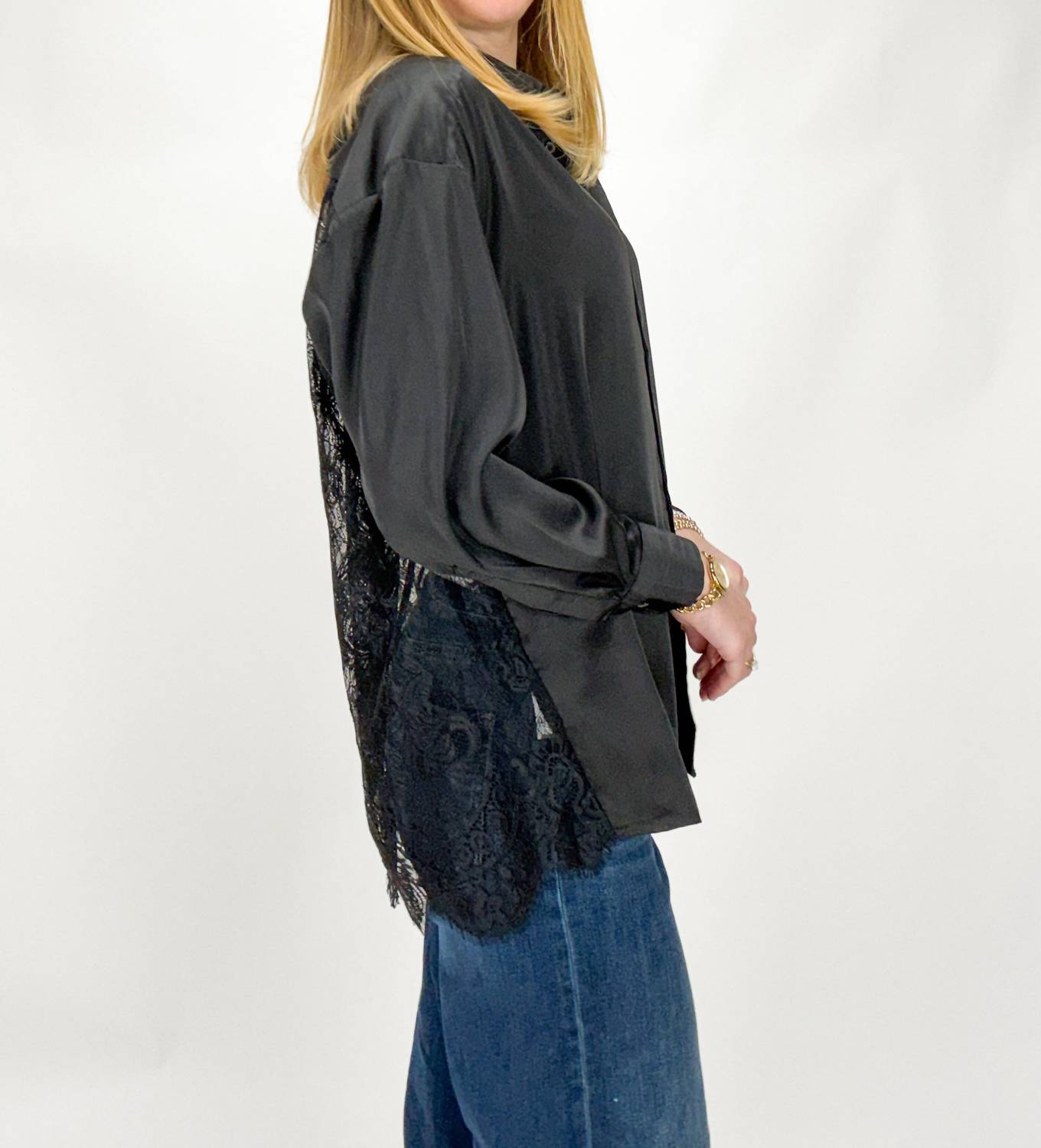 Elan - Brielle Button Down Lace Shirt