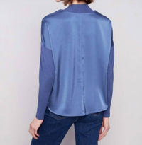 Charlie B - Satin Knit Top With Mock Neck