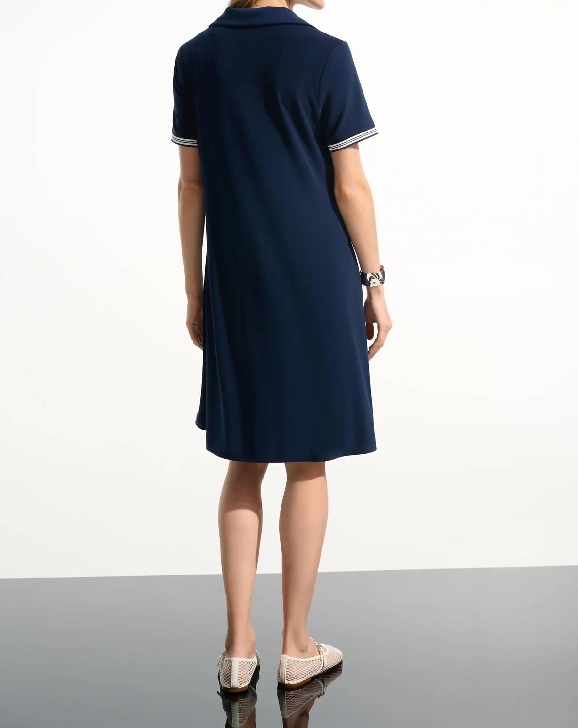 Joseph Ribkoff - Silky Knit Trapeze Dress With Polo Collar