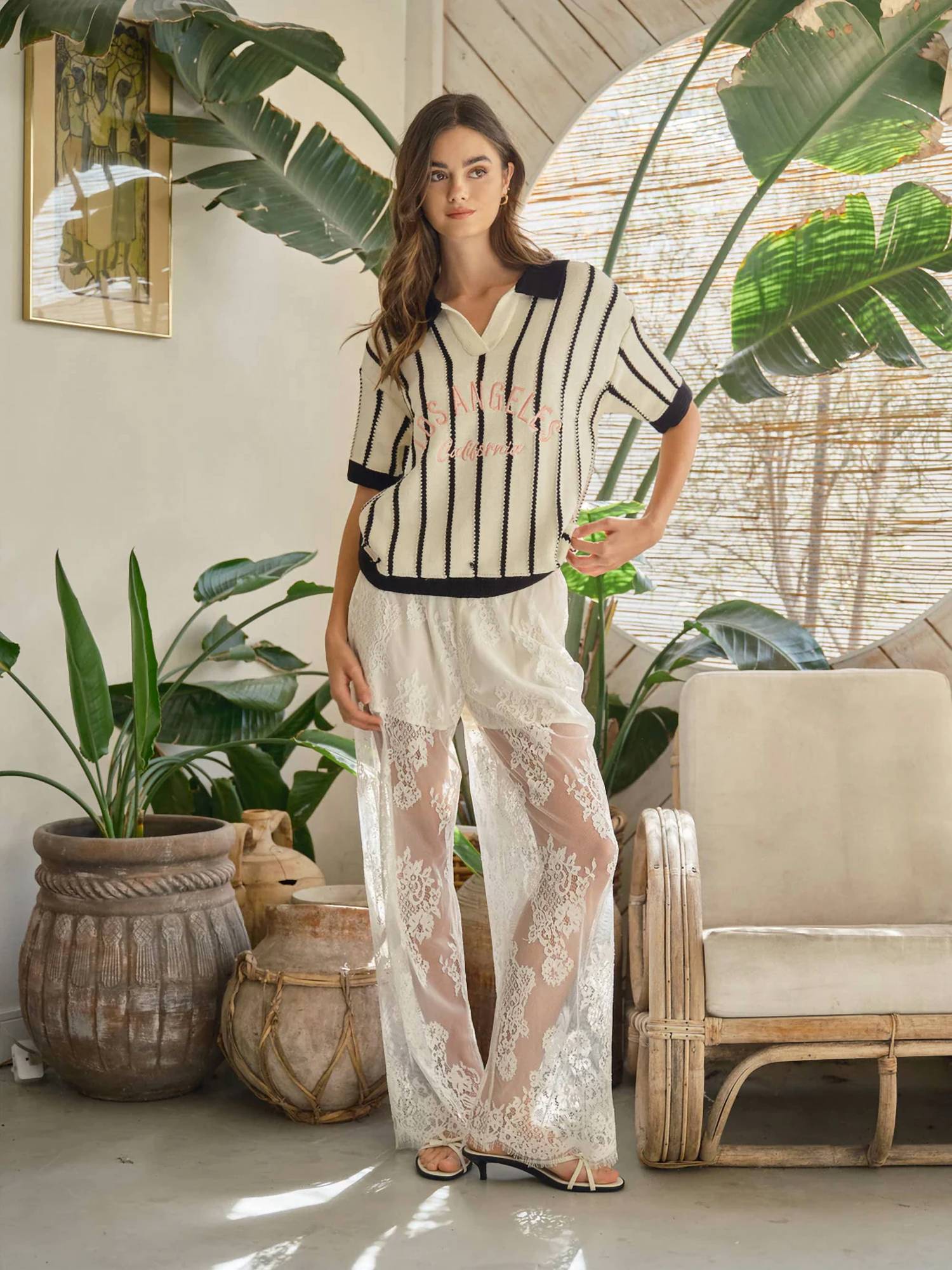 Aaron & Amber - Lace Pants With Shorts Lining
