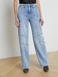 L'Agence Brooklyn High Rise Utility Wide Leg Jean in brewer - women's jeans