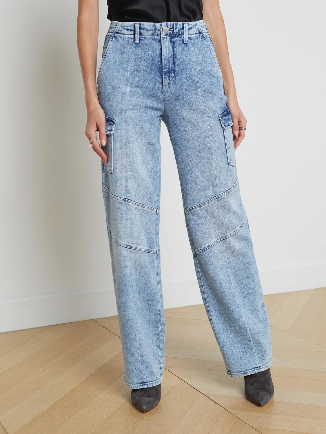 L'Agence Brooklyn High Rise Utility Wide Leg Jean in brewer - women's jeans