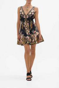 Camilla Shirred Waist Detail Mini Dress in dynasty daze - women's dress - view 5