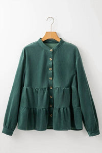 Shop Lala Loo - Corduroy Ruffled Tiered Shirt