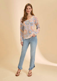 Fdj - V Neck Print Sweater Top