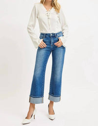 Risen - Tolu Mid Rise Cropped Straight Cuffed Jeans