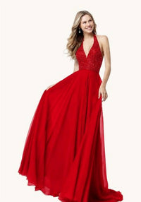 Sherri Hill - Sequin Halter Chiffon Gown