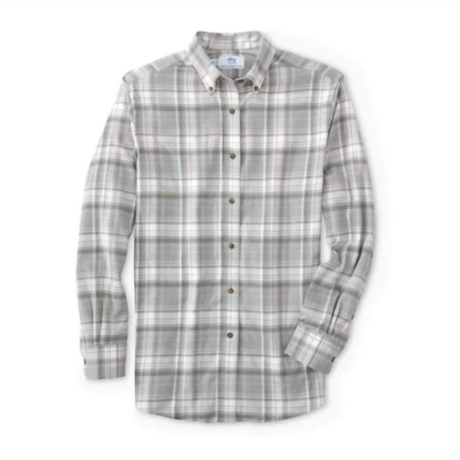 SOUTHERN TIDE Flannel Intercoastal Avondale Plaid Heather Sportshirt in ultimate grey - men's shirt