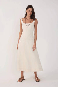 Dress To - Topstitched Twill Midi Dress