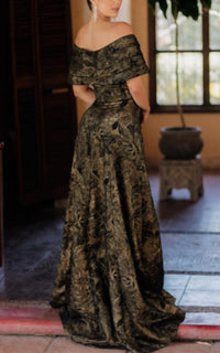 Terani Couture - Pleated Off-Shoulder Evening Dress