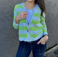 Zaket & Plover - Crochet Zip Stripe Sweater
