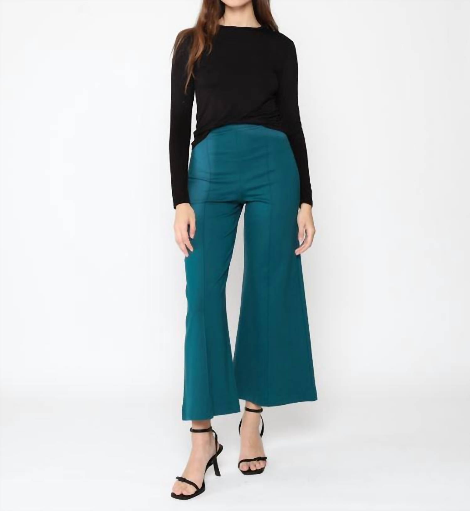 RIPLEY RADER Ponte Crop Wide Leg Pant in teal - women's pants