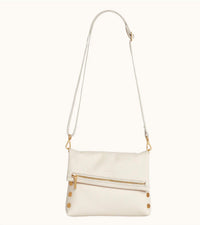 Hammitt Women's Leather Clutch Vip Medium Crossbody Bag in calla lily white brushed gold - women's bag