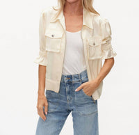 SIX/FIFTY Anna Three Quarter Sleeve Jacket in vanilla cream - women's jacket - detail view