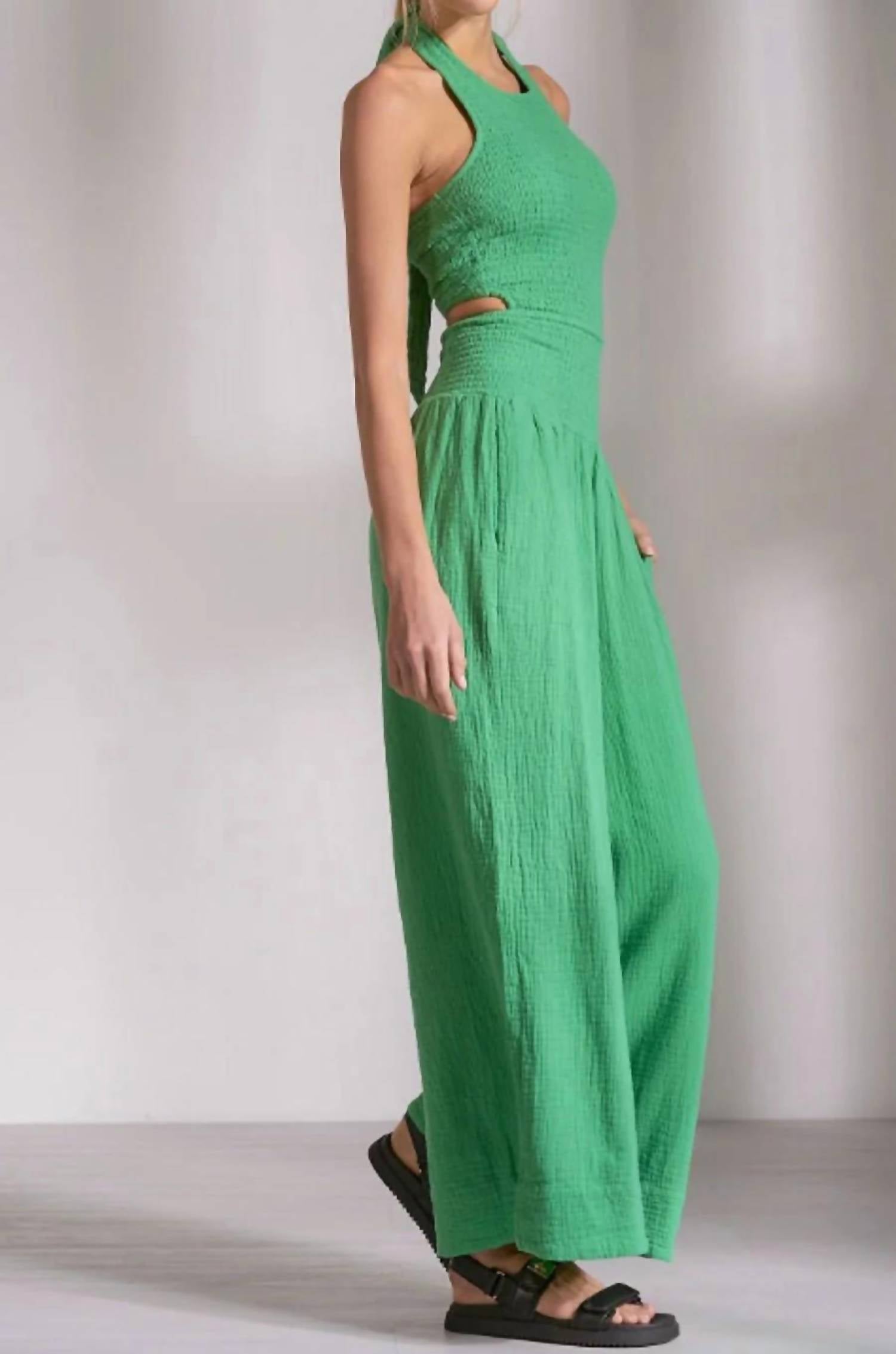 Elan - Sleeveless Halter Wide Leg Jumpsuit