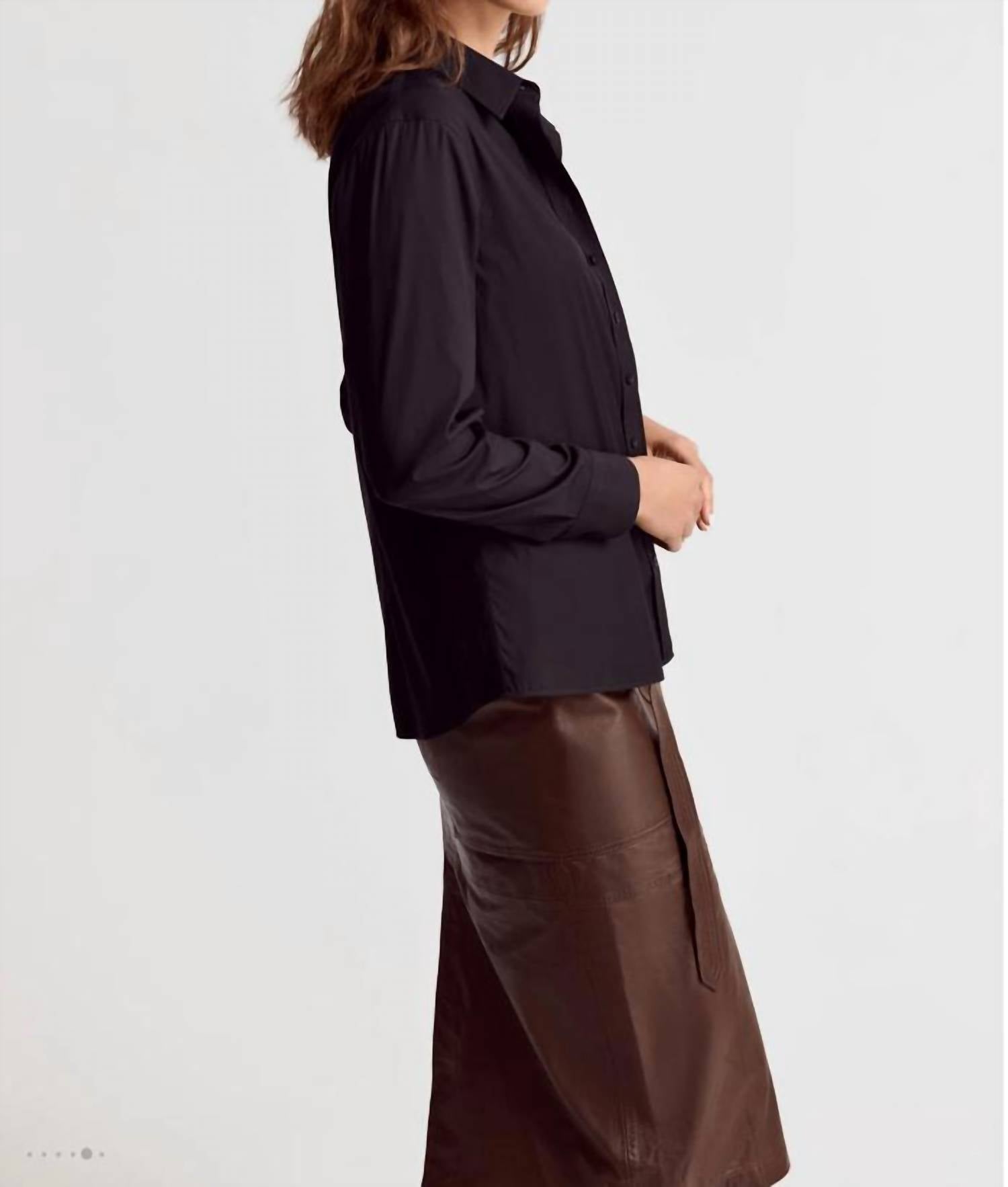 THE SHIRT Boyfriend Shirt in black - women's shirt - alternate view
