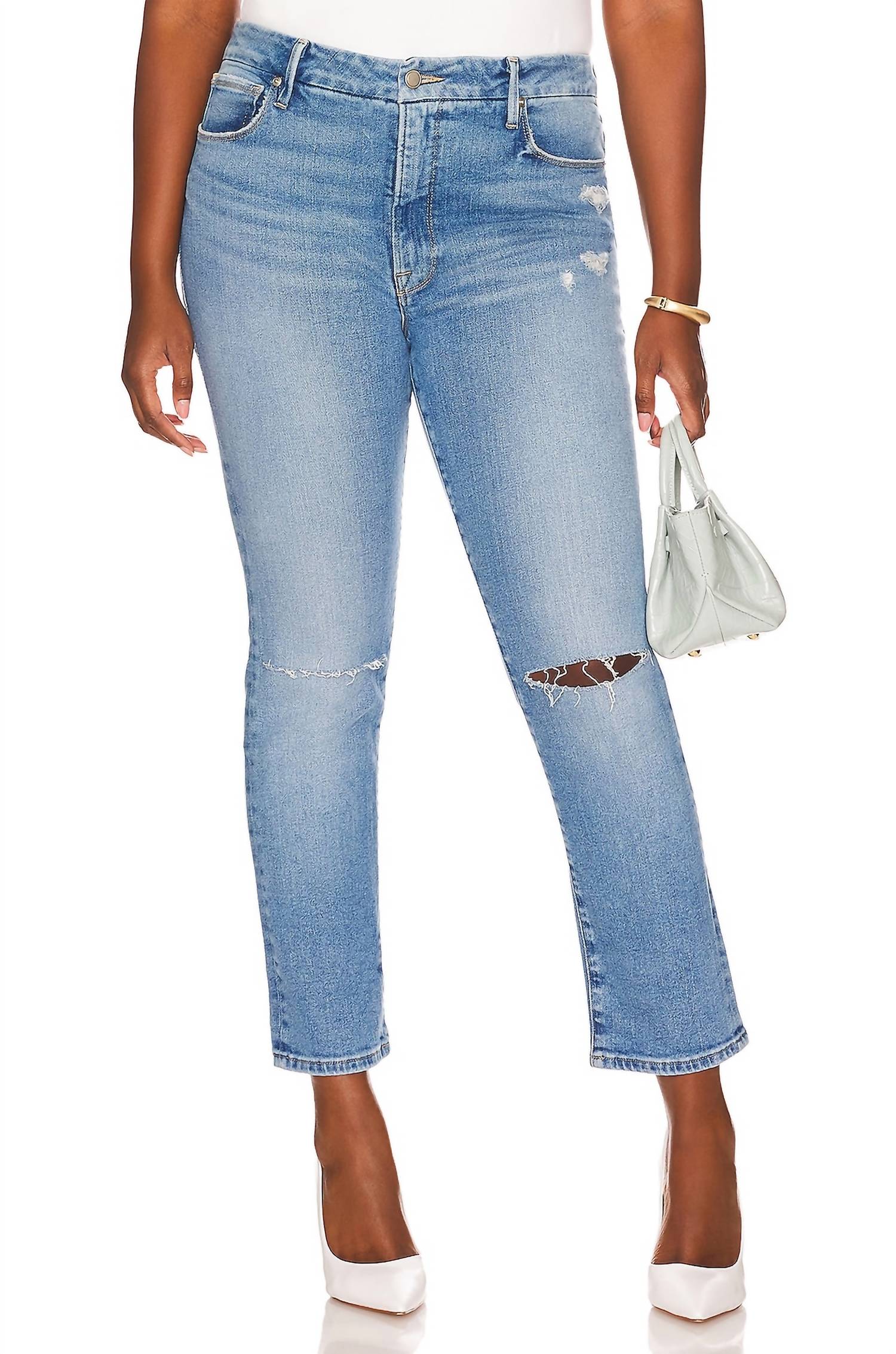 Good American - Good Classic With Knee Slits Jeans